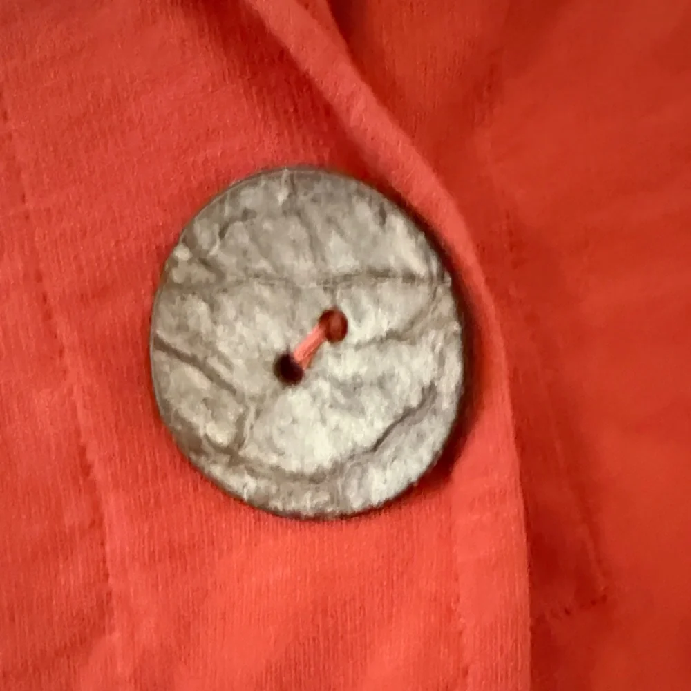 Women's Orange Button-Front Jacket/Cardigan with Hood - Picture 3 of 5